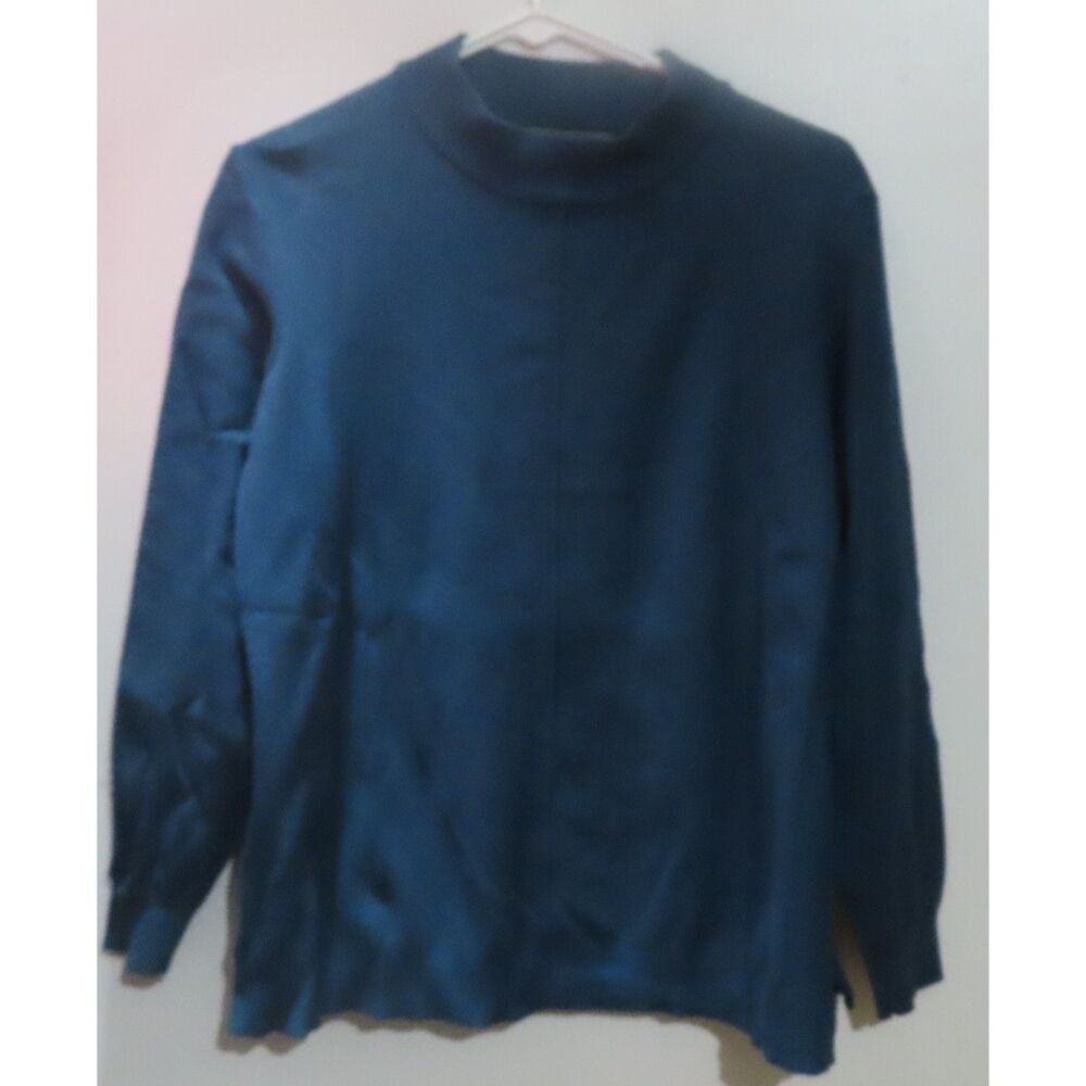 Porter Grey Teal Blue Long Sleeve Maternity Top Women's Size L Zipper Side Seams